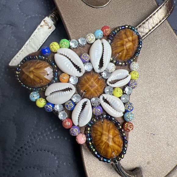 CATO Afrocentric Sandals Beaded Pretty Beach Vacation Cruise SZ 9 Resort Chic - Picture 4 of 8